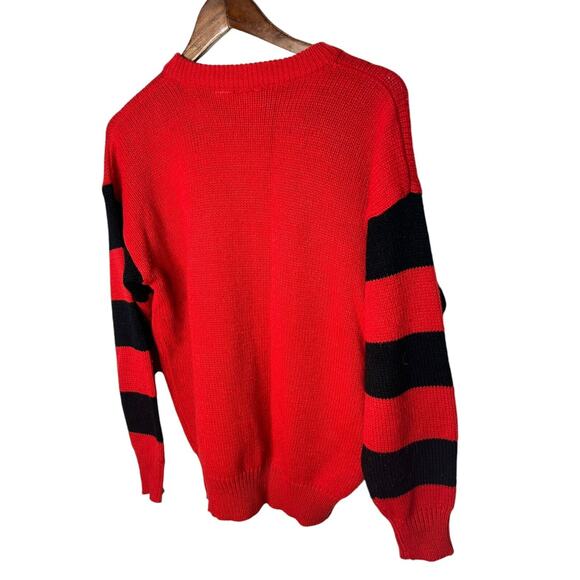 Vintage Walt Disney MICKEY &‎ CO. Red Black Striped Mickey Mouse Sweater Sz S - Picture 4 of 4